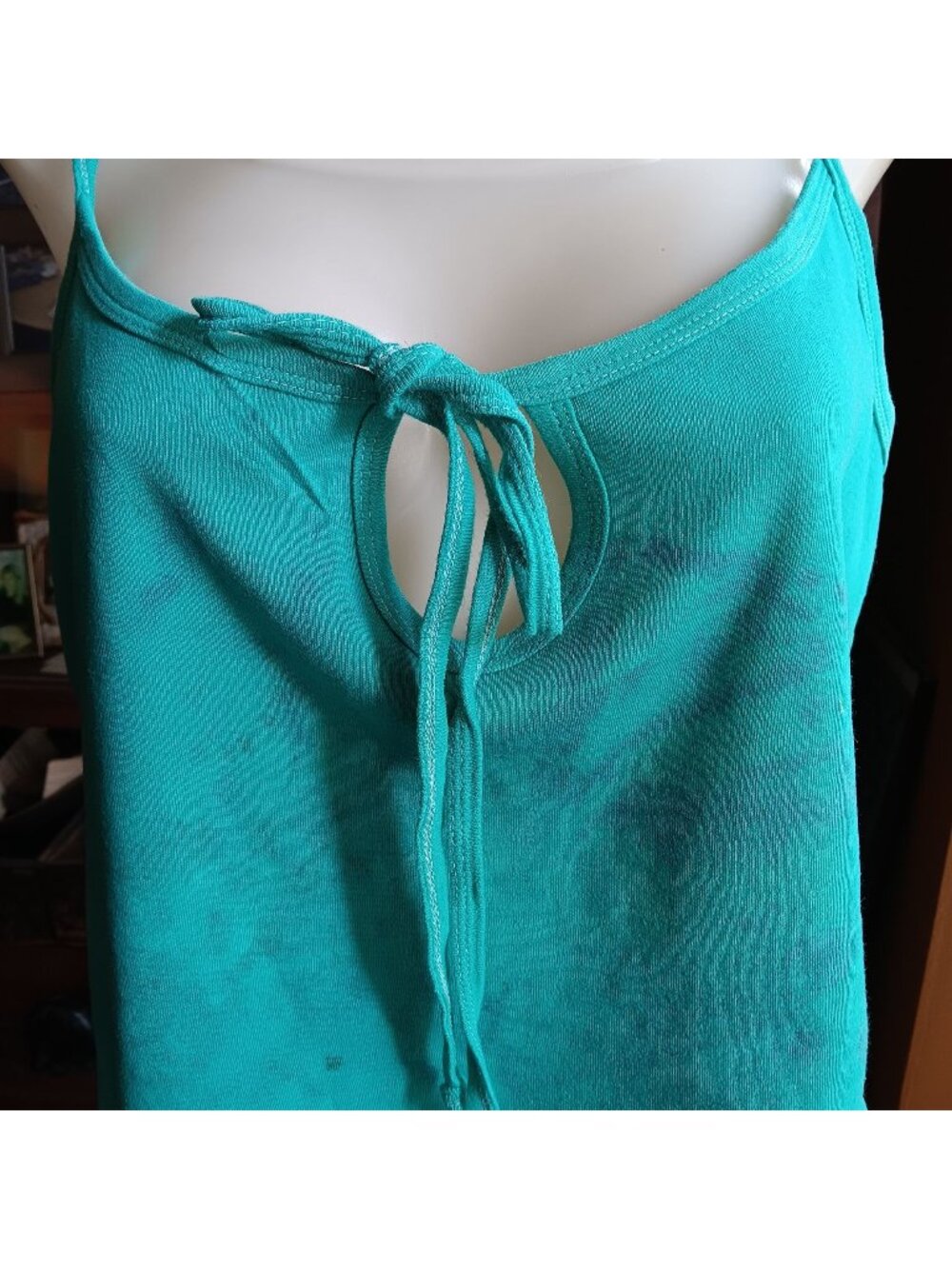 True Vintage Strappy Top Large 1970's Single Stitch Turquoise Sleeveless Crop